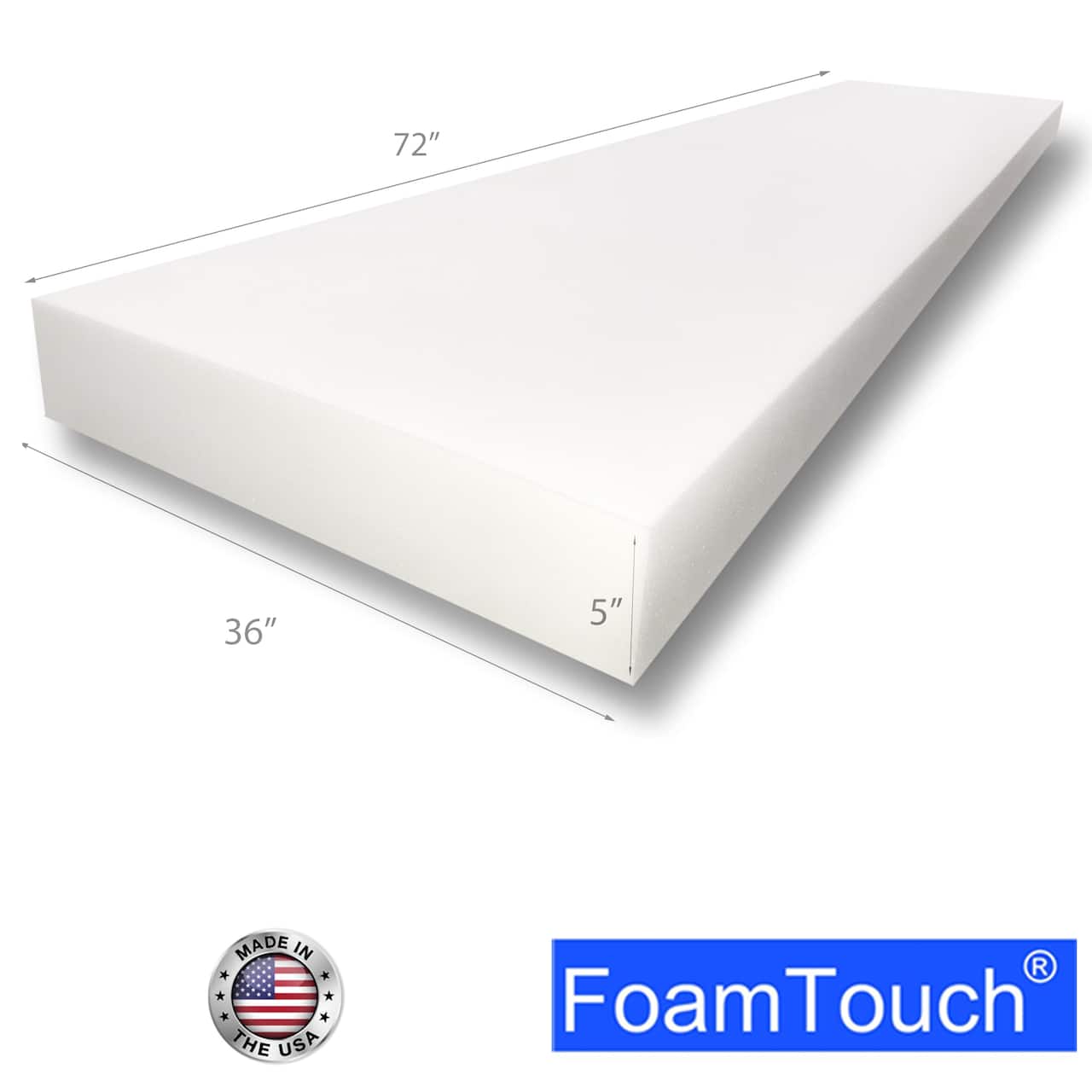 FoamTouch® 5" x 36" x 72" High Density Upholstery Foam
